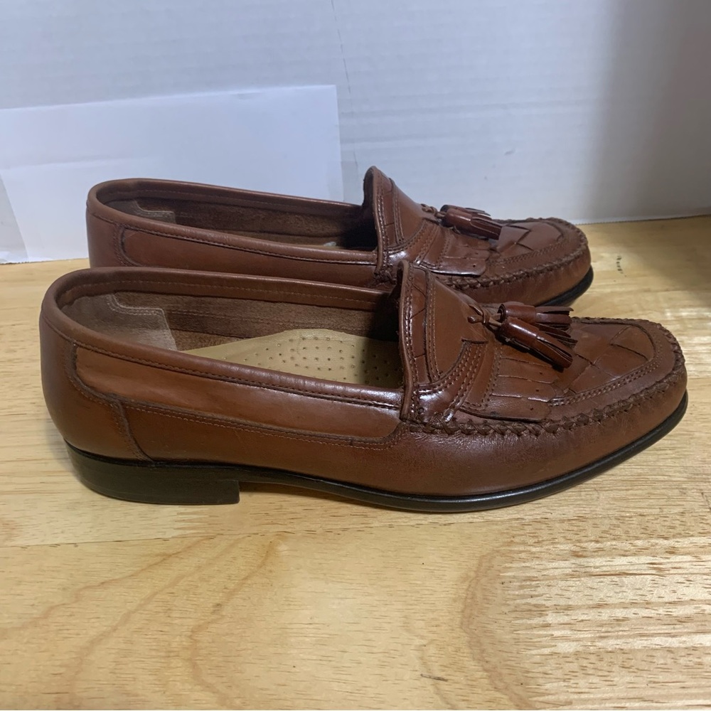 Mens GIORGIO BRUTINI Le Glove Loafers Brown Leather‎ Kiltie Tassel Shoes Sz 9D